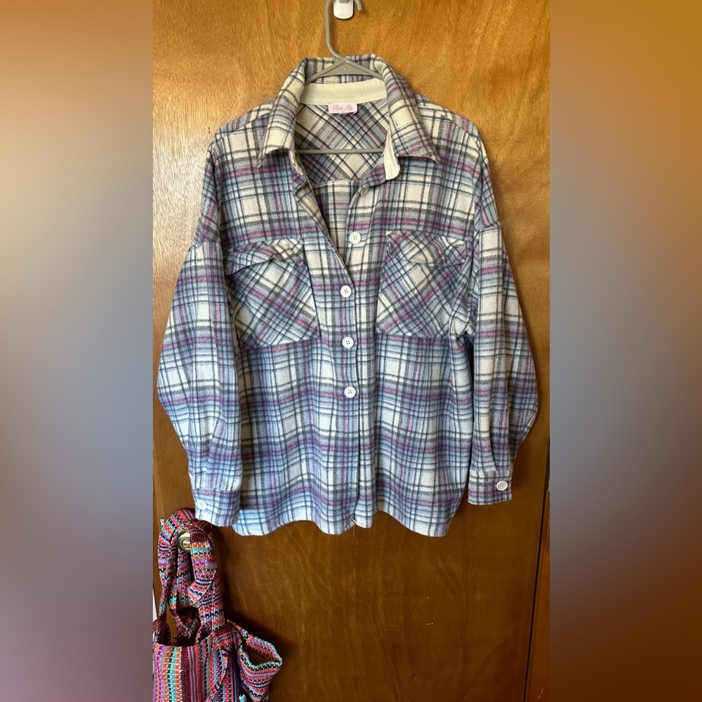 Pink Lily Flannel Shacket. Size XL